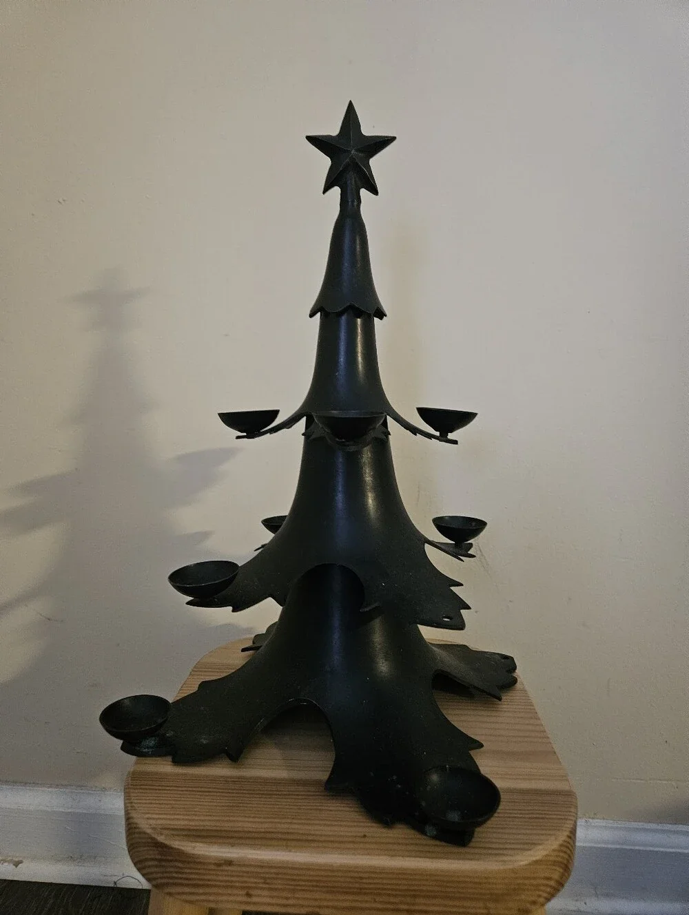 Black Metal Christmas Tree Candle Holder - Home Holiday